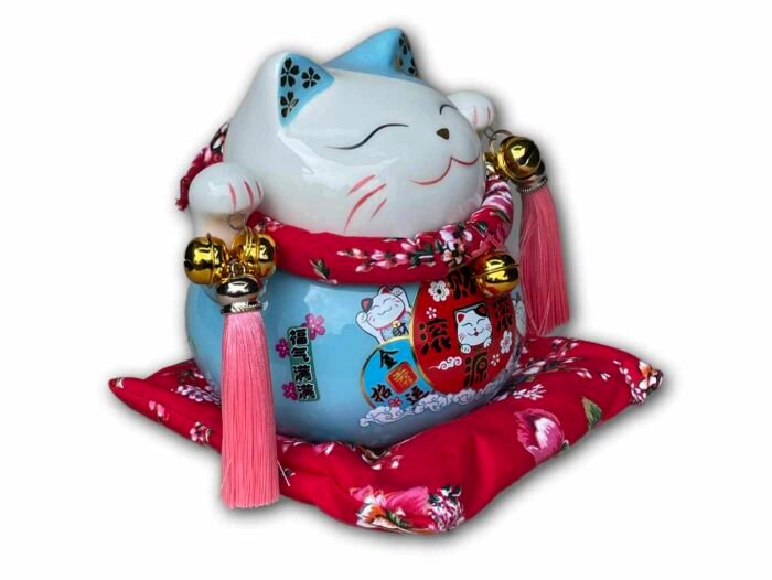 Jade Temple Porcelánová mačka Maneki Neko - modrá - Image 2