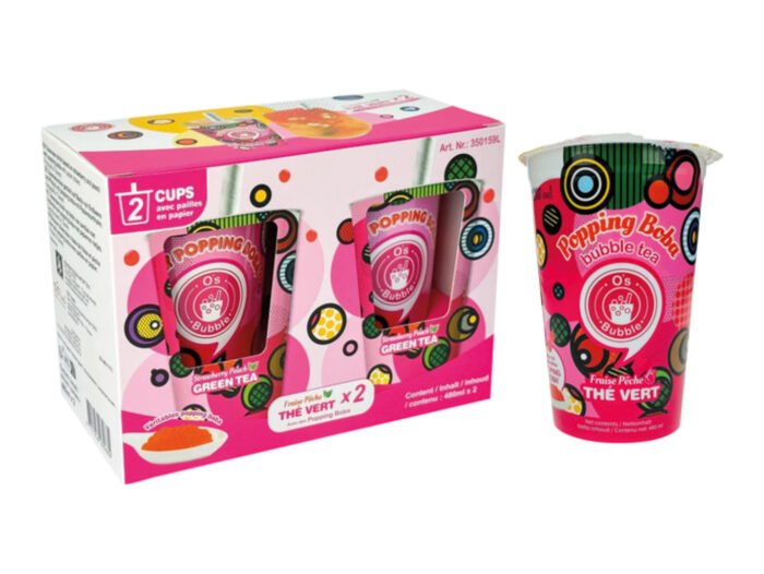 O's bubble Boba Bubble Tea Jahoda & Broskyňa 480ml - 2 pack