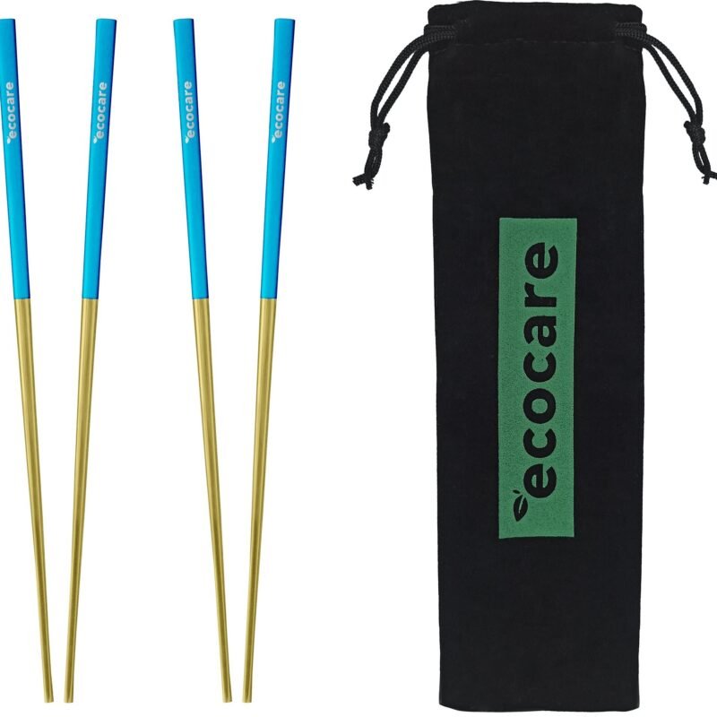 ECOCARE Kovové Sushi paličky s obalom Gold-Blue 4 ks