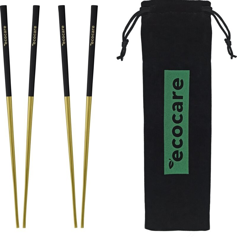 ECOCARE Kovové Sushi paličky s obalom Gold-Black 4 ks