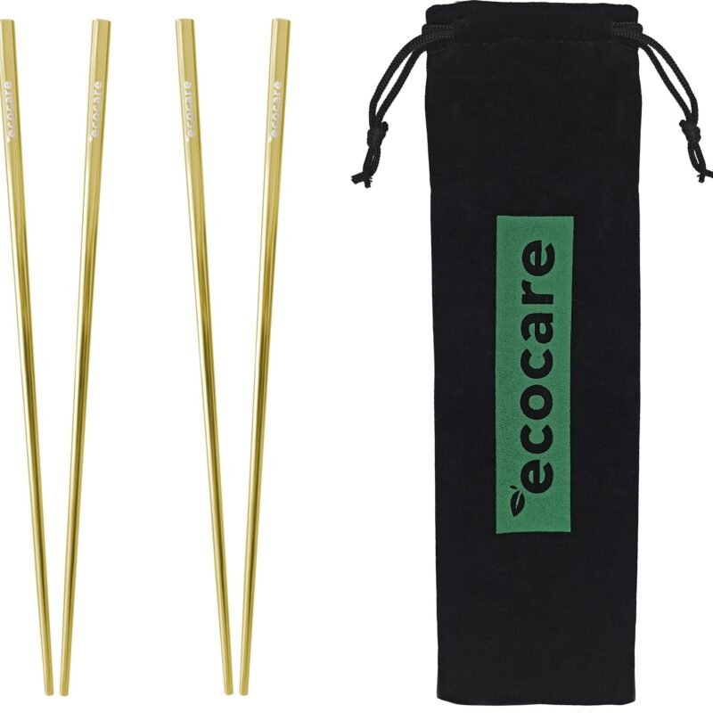 ECOCARE Kovové Sushi paličky s obalom Gold 4 ks