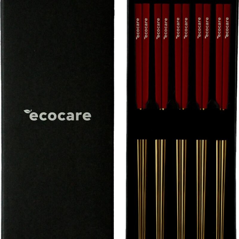 ECOCARE Kovové Sushi paličky Box Gold-Red 10 ks