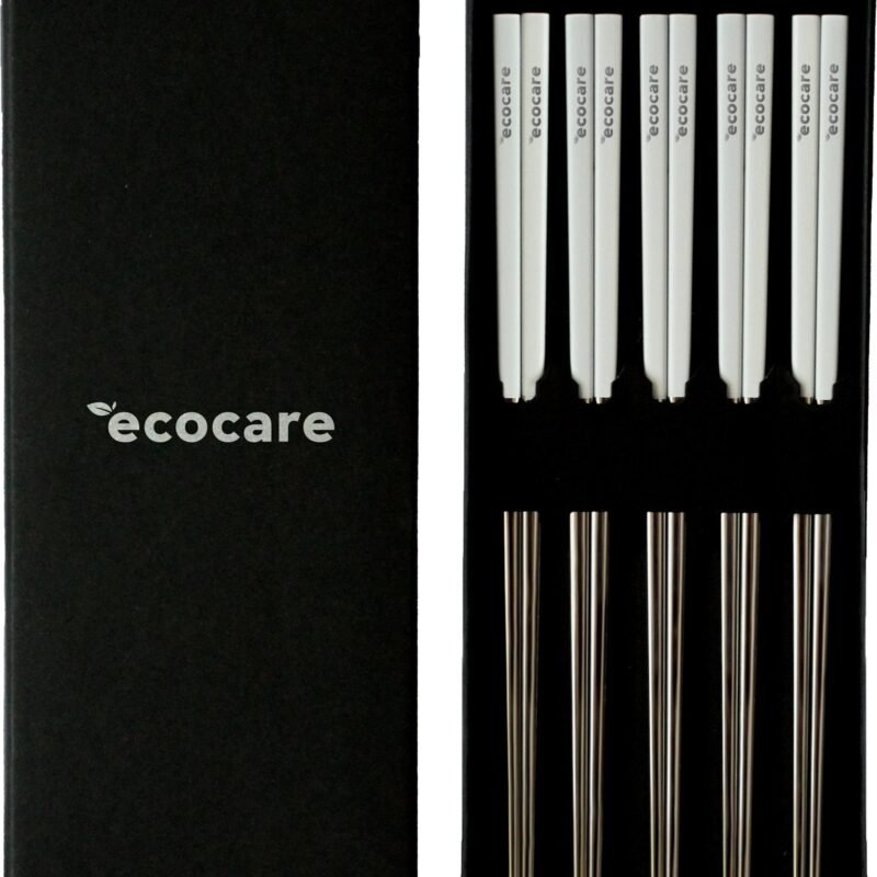 ECOCARE Kovové Sushi paličky Box Silver-White 10 ks