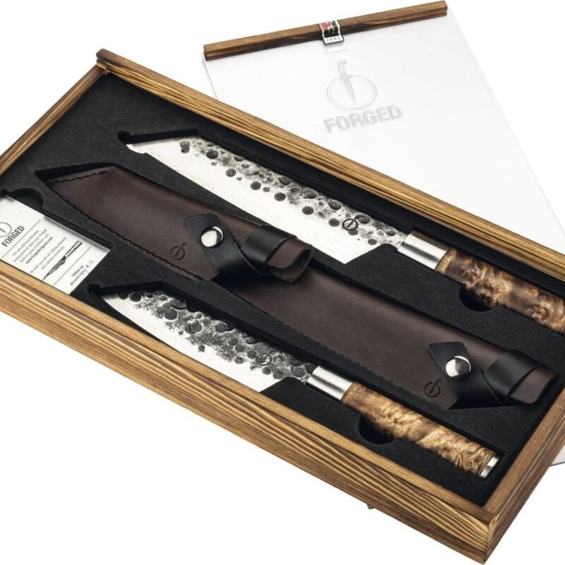 FORGED VG10 Sada japonských nožov Bunka v drevenej škatuľke, výška 40 mm, dĺžka 398 mm