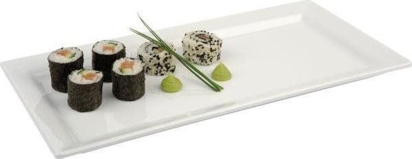 APS Servírovacia tácka sushi obdĺžnik melamín 35,5 × 18 cm biela
