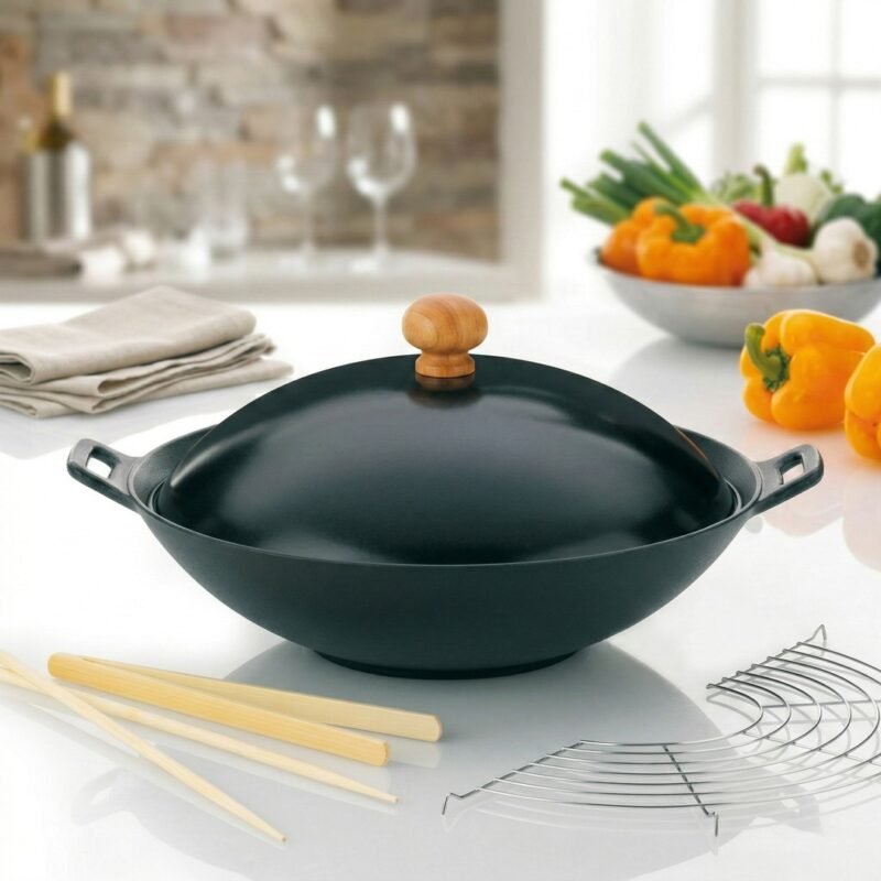 Kela Wok liatinový 36 cm s príslušenstvom súprava 5 ks