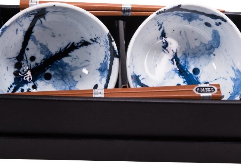 Made In Japan Set misiek Blue & White s paličkami 350 ml 2 ks