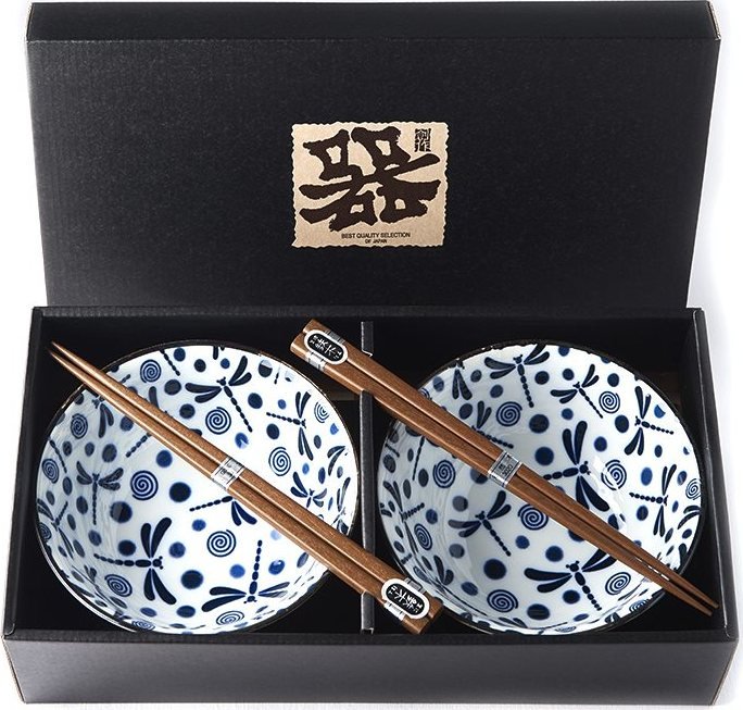 Made In Japan Set misiek Blue Dragonfly s paličkami 400 ml 2 ks