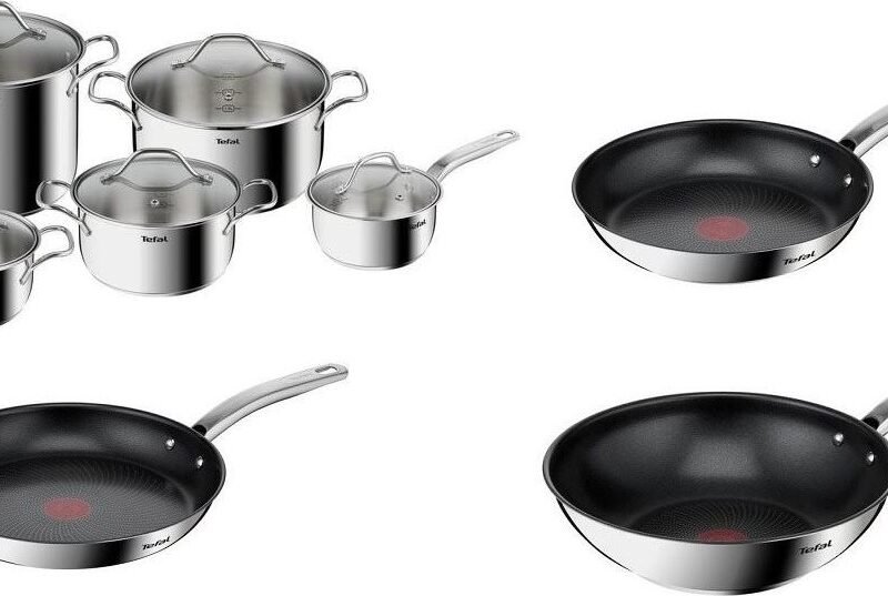 Tefal Súprava riadu 10 ks Intuition B864SA74 + Tefal Panvica 24 cm, 28 cm a WOK 28 cm